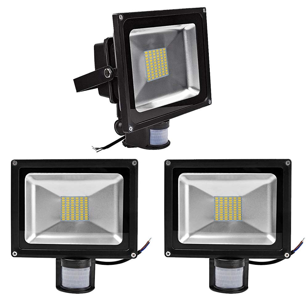 3pcs 50W LED SMD Strahler Fluter Aussen Flutlicht Strahler mit PIR Bewegungsmelder Fluter Wasserdich