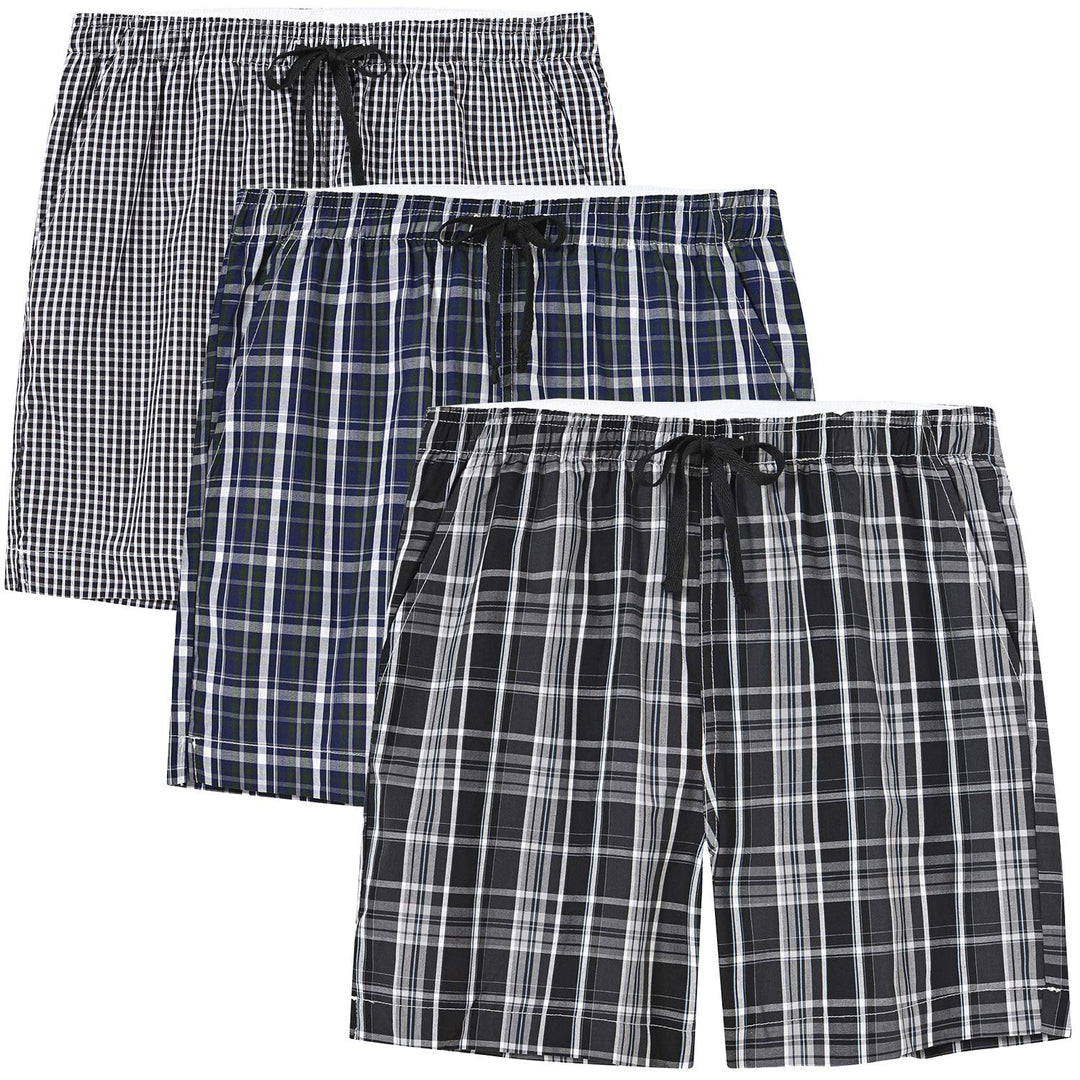 MoFiz Schlafshorts Jungen Baumwolle Kurz Pyjamahose Schlafanzug Karierte Hose Loungewear Nachtwäsche