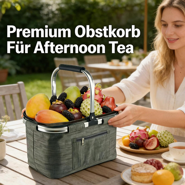 35L Einkaufskorb Faltbar, Grosser Einkaufskörbe Korb mit Gepolsterten Griffen, Einkaufskorb Geeignet