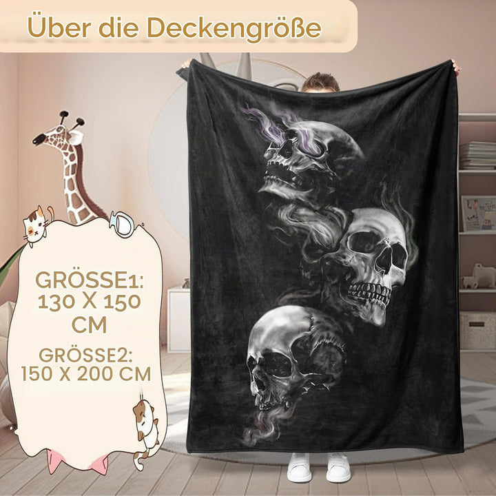 Halloween Decke Kuscheldecken Totenkopf Flanell Decke,3D Skull Motiv Flauschige Plüsch Decke,Wohndec