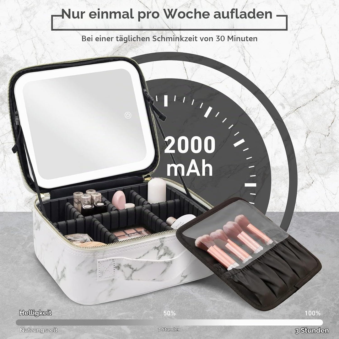 Reise-Makeup-Tasche Kosmetiktasche Make up Organizer Tasche mit grossen beleuchteten Spiegel 3 Farbe