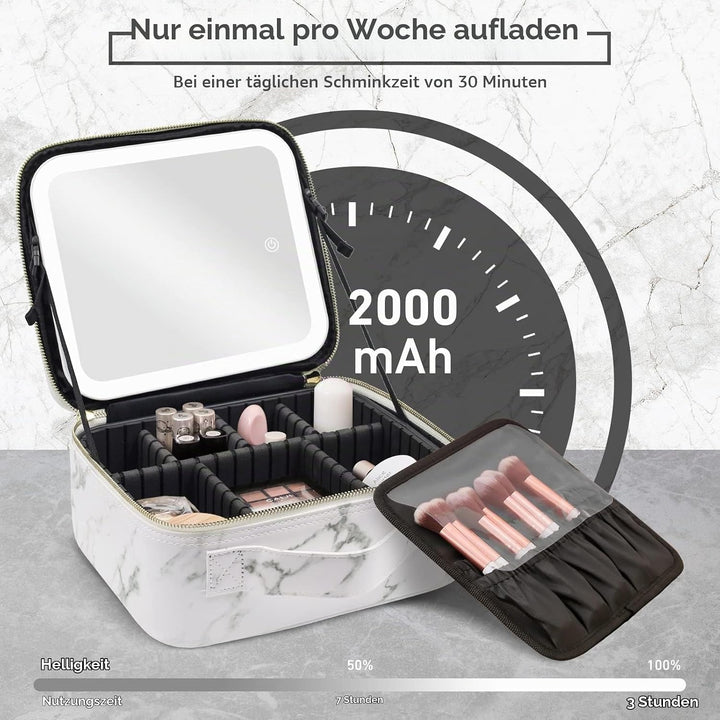 Reise-Makeup-Tasche Kosmetiktasche Make up Organizer Tasche mit grossen beleuchteten Spiegel 3 Farbe