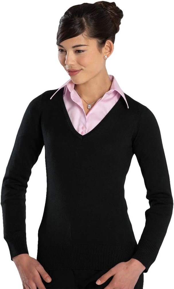 Russell Collection Pullover, V-Neck Damen, glattgestrickt, figurbetont, Business, klassisch, Schwarz