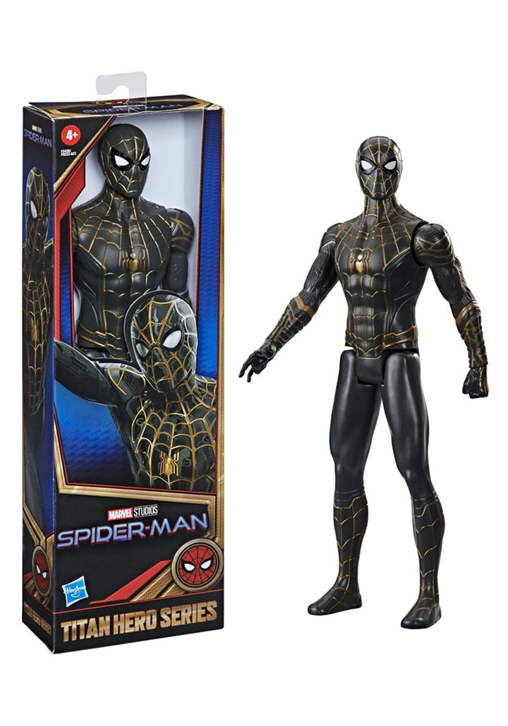 Spider-Man Marvel Titan Hero Series Actionfigur, 30 cm, schwarz-Goldener Anzug, Actionfigur, Spielze