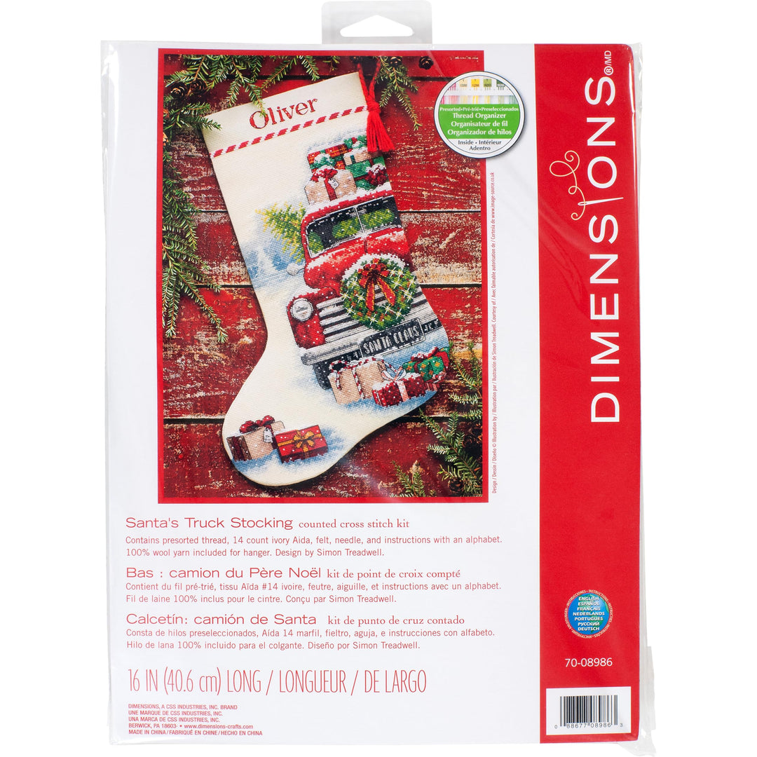 Dimensions 70-08985 Gold Collection Kreuzstich Weihnachtsstrumpf Weihnachtsmann Schneekugel 16" Long