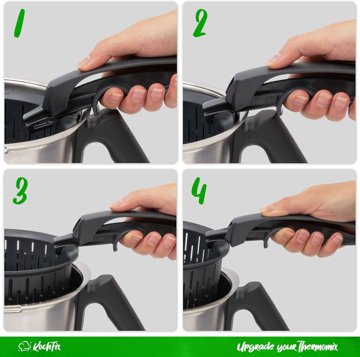 NEU: KochFix Griff für Thermomix Gareinsatz/Garkorb - Geeignet TM7, TM6, TM5, TM31 - Innovativer Zan