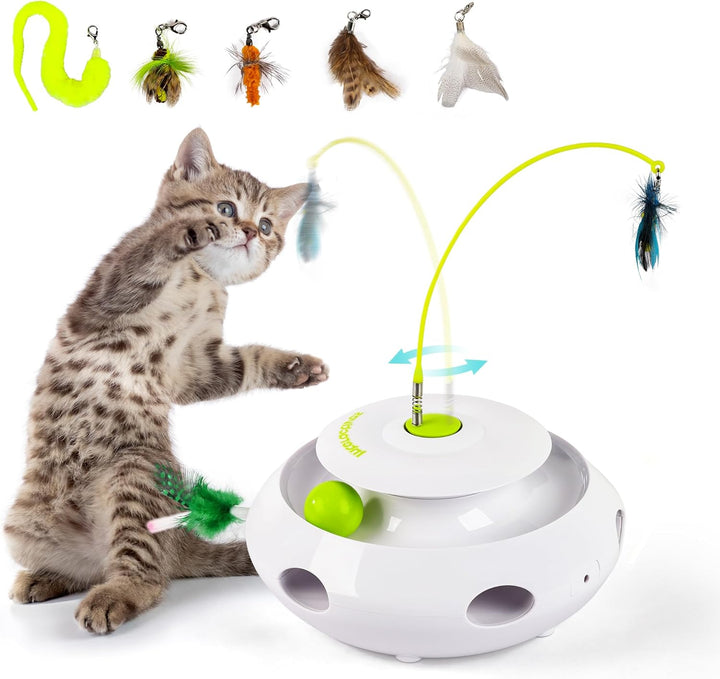 ALL FOR PAWS 3-in-1 Interaktives Bewegungsaktiviertes Flatterraupen-Spielzeug für Katzen – Automatis