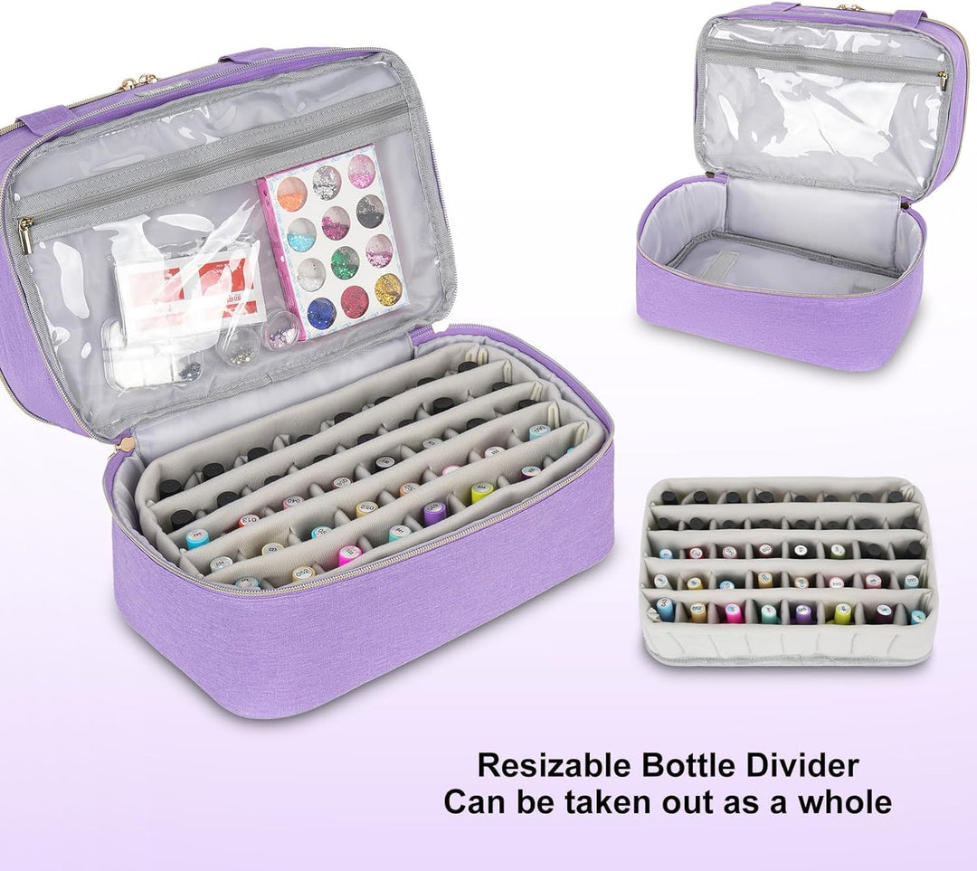 Nagellack Aufbewahrung Tasche - Doppelschichtige Nagellack Tasche Organizer für 40 Flaschen (15 ml-0