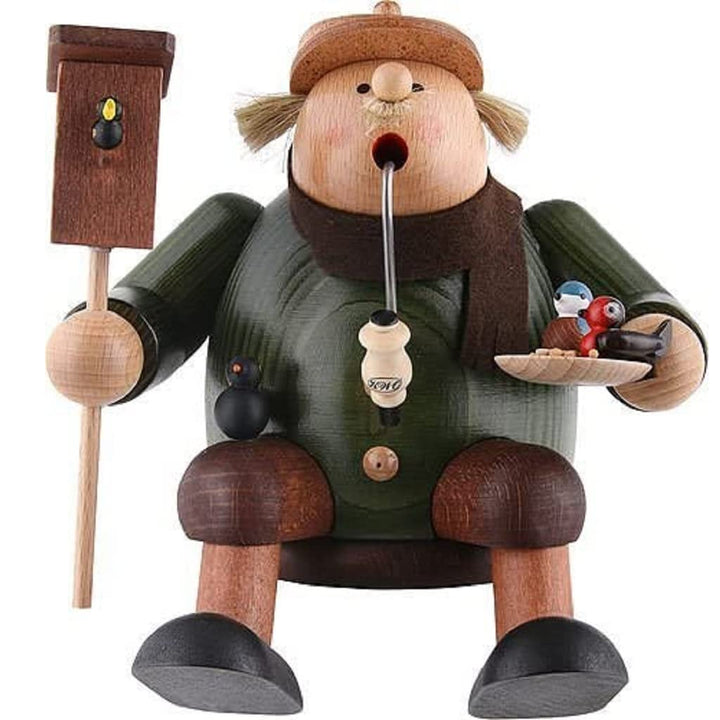 KWO Olbernhau Räuchermann Kantenhocker Vogelfreund, 17 cm, Mehrfarbig