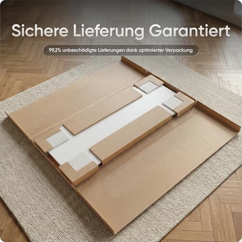 DESQUP Tischplatte | 2,5 cm Massive Weiss Schreibtischplatte 140x70 cm | ideale Holzplatte für den h