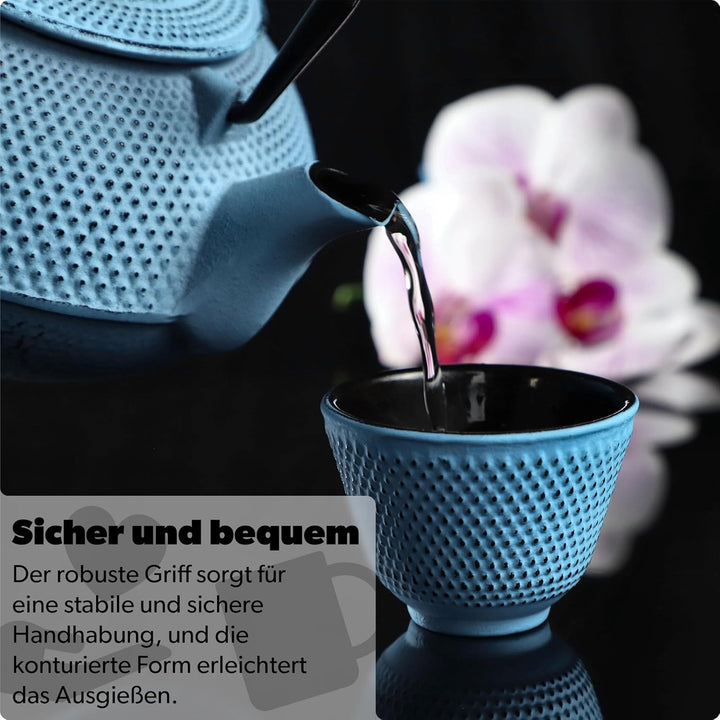 KADAX Japanische Teekanne, 850ml Gusseiserner Kessel, ⌀15cm Kanne mit Netzfilter und robustem Griff,