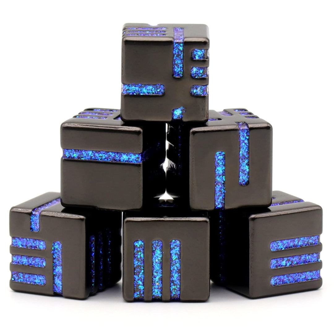 HNCCESG Metall W6 Würfel 6 Stück mit Kasten, Spielwürfel 6-Seitige Würfelset Würfel Set für Dungeons