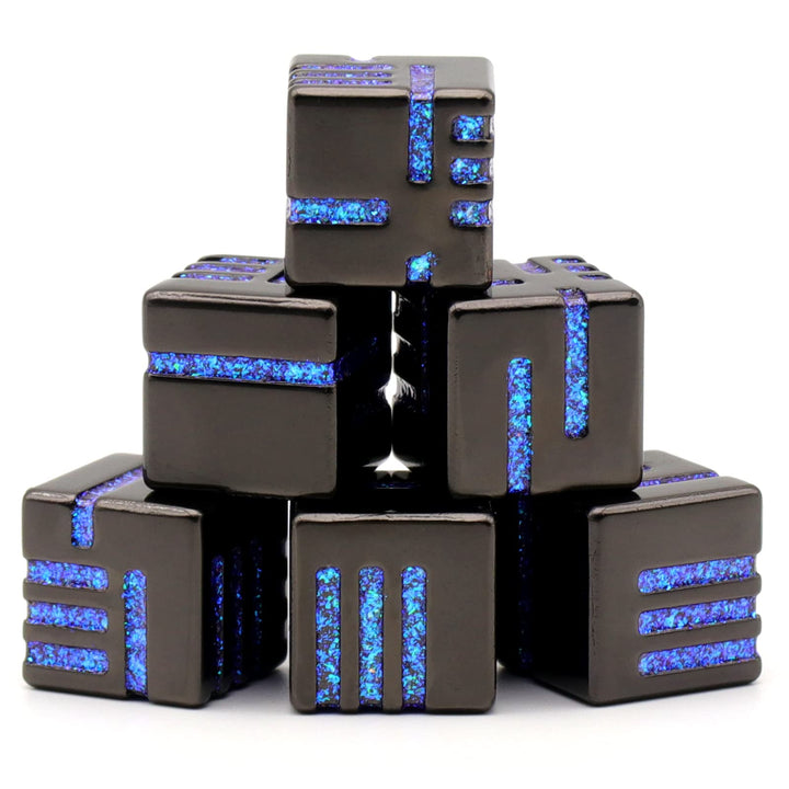 HNCCESG Metall W6 Würfel 6 Stück mit Kasten, Spielwürfel 6-Seitige Würfelset Würfel Set für Dungeons