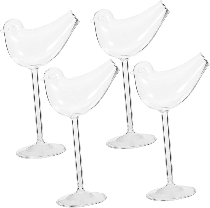 Cabilock 4 Stück Birdie Weinglas Klarer Kaffeebecher Glasvogelgläser, Cocktailgläser Weingläser Kelc