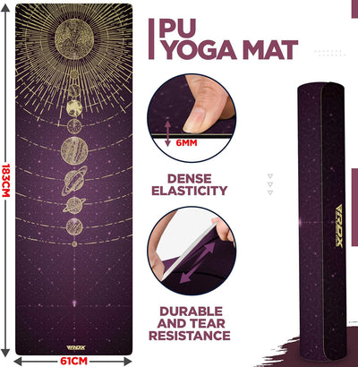 RDX Yogamatte PU 6mm Rutschfest Gymnastikmatte Pilatesmatte REACH RoHS Konform 6P Gummi Übungsmatte