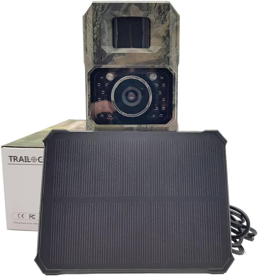 Berger + Schröter | Mini 48 MP Wildkamera mit Solarpanel, WiFi & Bluetooth, 18 Black-LEDs (940 nm),