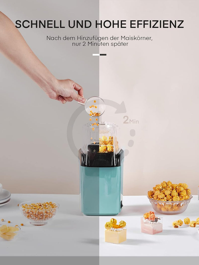 1200w Heissluft Popcorn Maschine,Mini Popcorn Maker,Einfach zu Verwenden Popcornmaschine,2 Minuten s