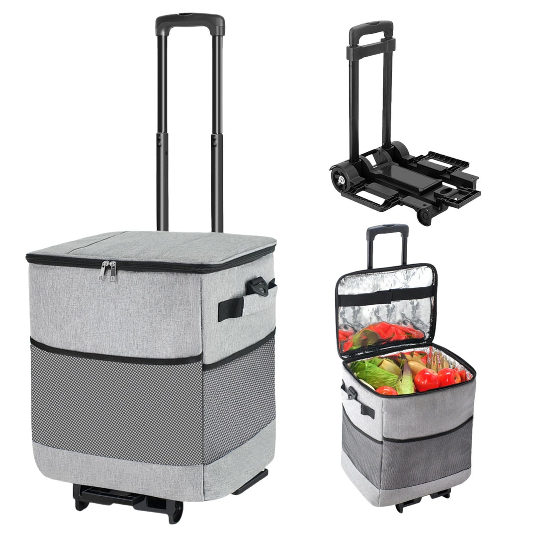 Kühlbox mit Rollen mit Picknicktasche & Kühltasche gross - 40L Kühlbox Faltbar mit Räder | bis zu 20