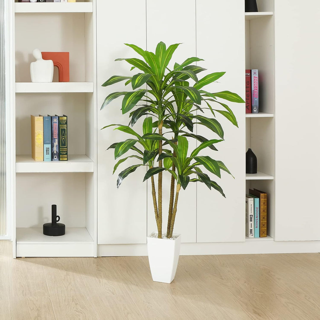 Fopamtri Künstlicher Drachenbaum 120cm Kunstpflanze mit 74 Blättern, Tropische Plastik Künstliche Pf