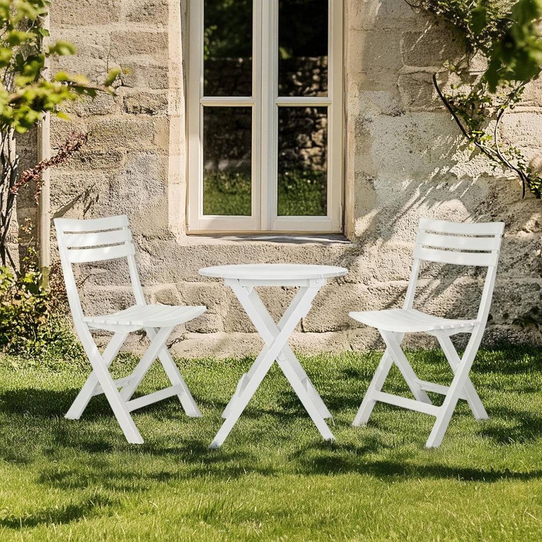 Outdoortisch klappbar TRAVANO T praktischer Klapptisch für Balkon und Terrasse, Bistrotisch Weiss, W