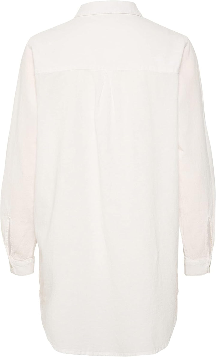 KAFFE Langarm - Hemd KAnaya Damen Hemd Langarm Kragen Lang Casual Hemdbluse 36 Chalk, 36 Chalk