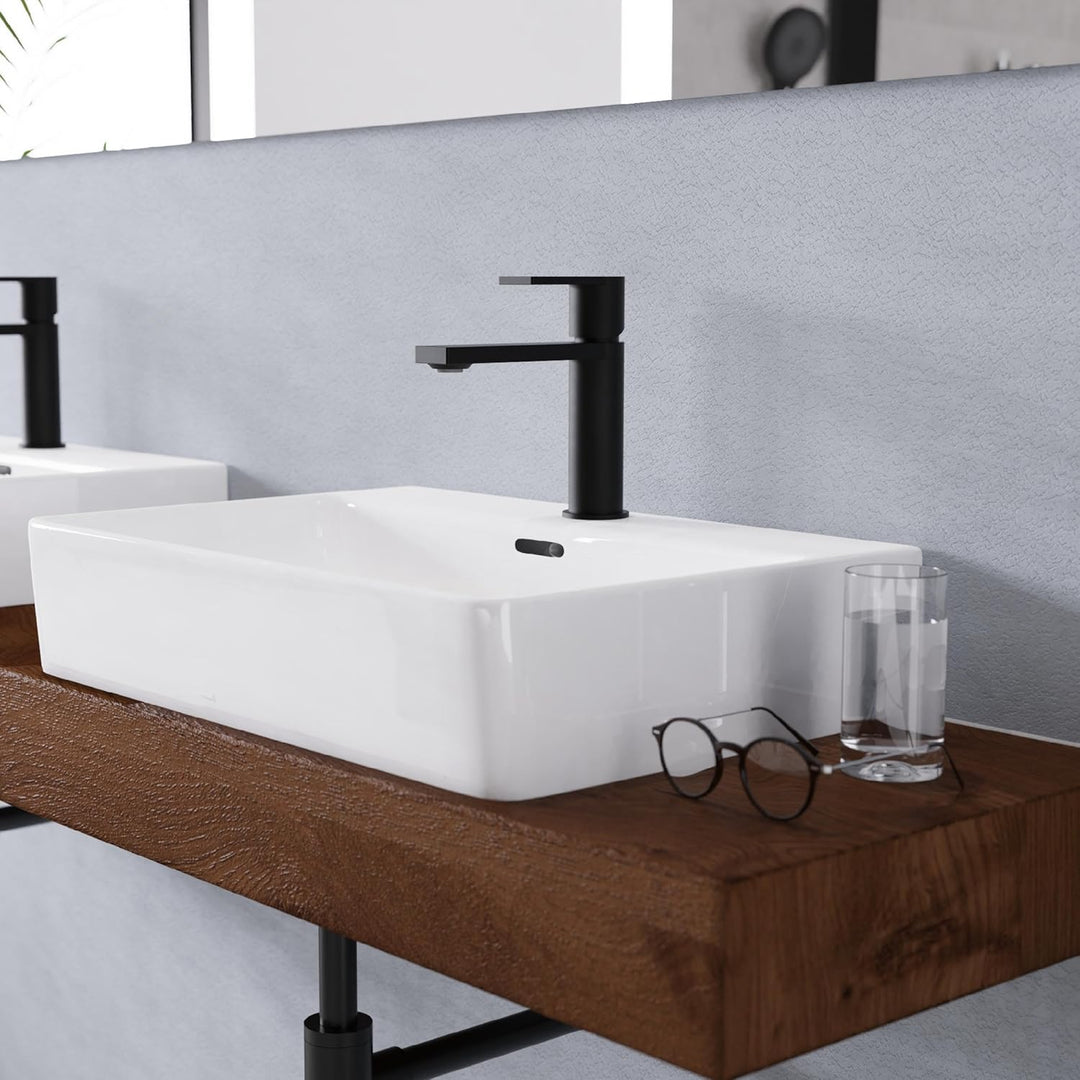 SCHÜTTE Waschtischarmatur MANHATTAN 33016, Wasserhahn Bad mit Ablaufgarnitur, Armatur Badezimmer, Ei
