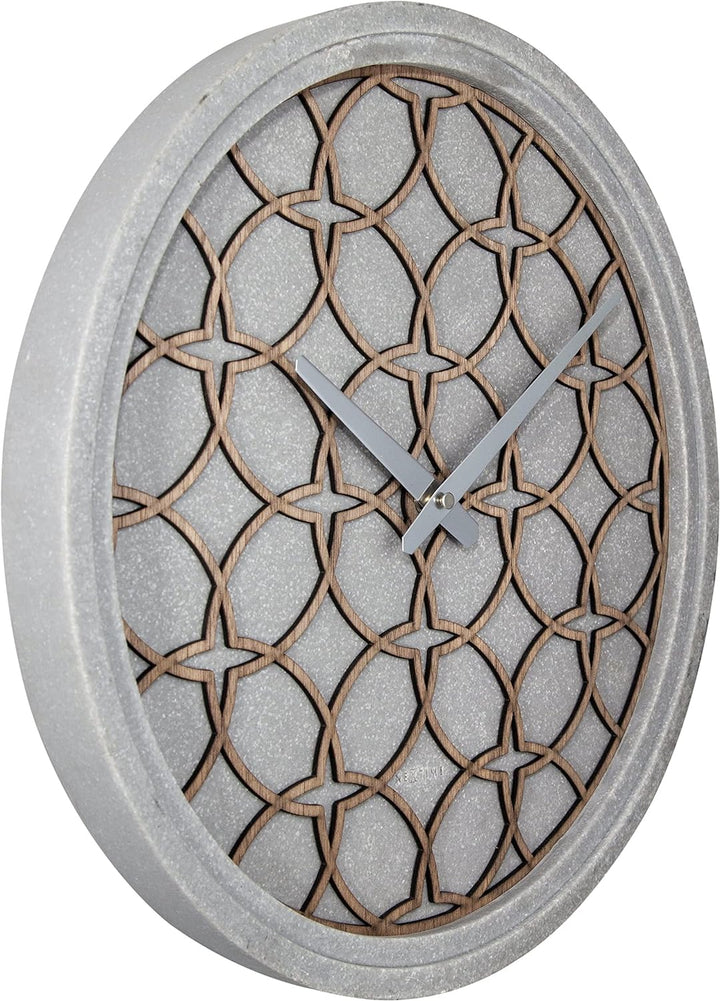 NeXtime Wanduhr "CONCRETE LOVE", lautlos, rund, Stein / Holz, ø 39 cm