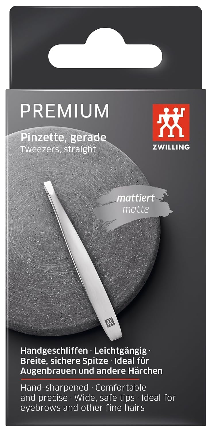 ZWILLING Pinzette Gerade (Zupfen von Augenbrauen, angeraute, kalibrierte Spitzen, hypoallergen), Pre