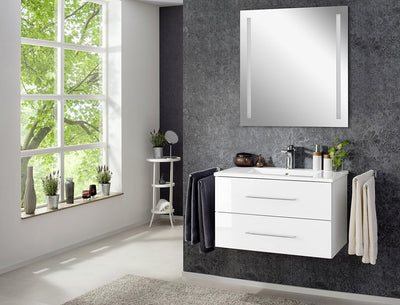 FACKELMANN LED Spiegel linear Mirrors/Wandspiegel mit LED-Beleuchtung/Masse (B x H x T): ca. 80 x 75