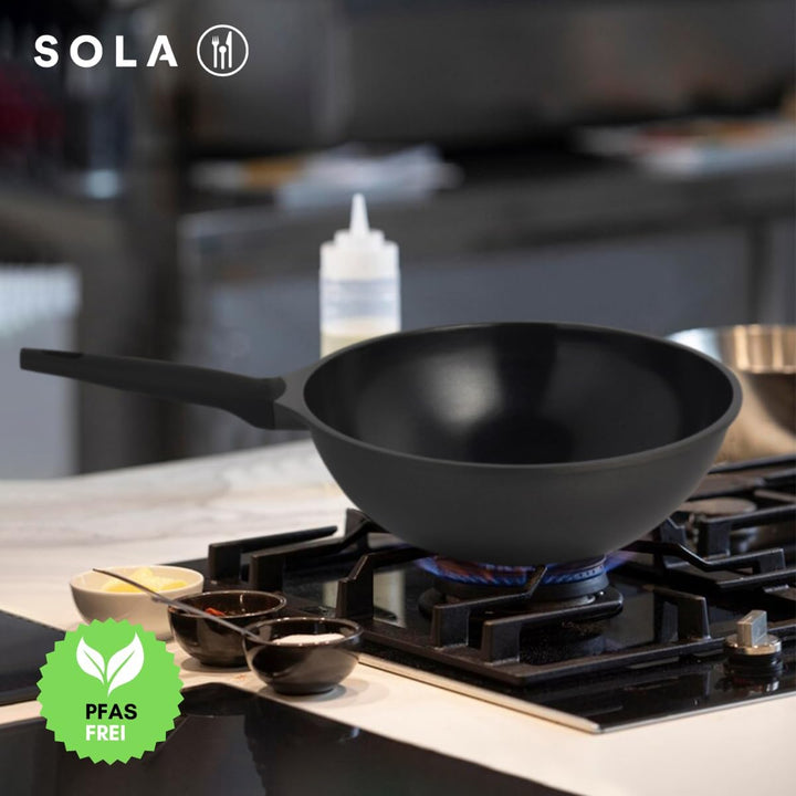 Sola Wokpfanne mit Deckel Ceramic Deluxe ø 30 cm - keramische Antihaftbeschichtung