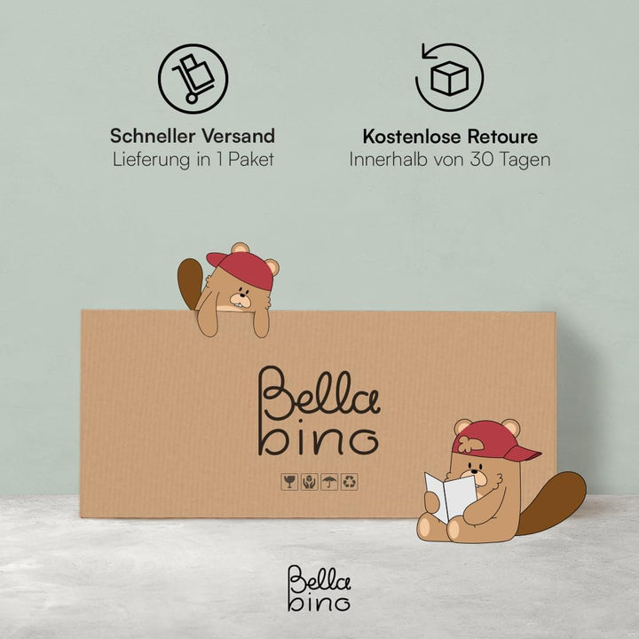 Bellabino Baru Bücherregal Kinder – Montessori Bücherregal mit 4 breiten Fächern – Kinder Bücherrega