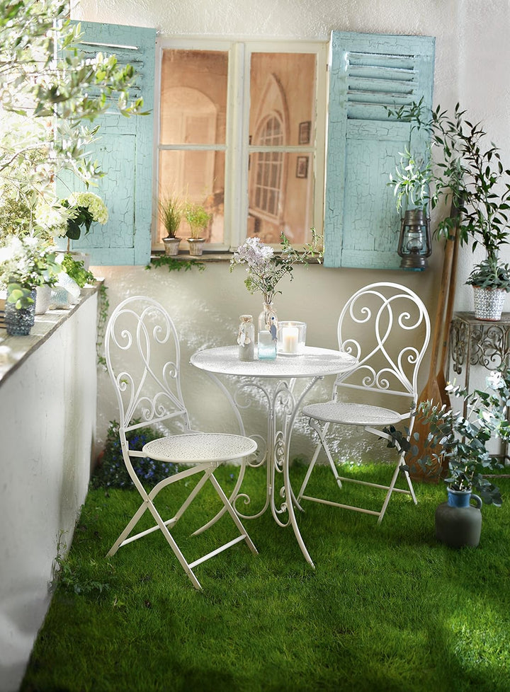 FRANK FLECHTWAREN Bistro-Set White Romance (3-teilig)
