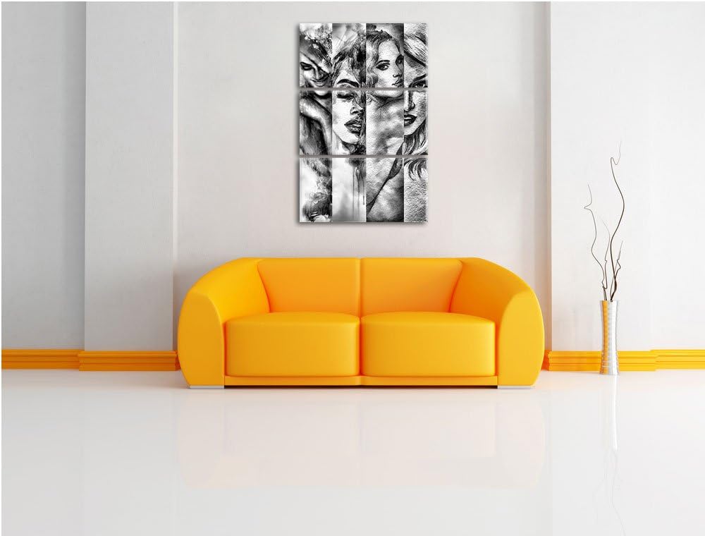 Pixxprint Haar Frisuren als Leinwandbild/Grösse: 3 Teilig (120x80 cm) cm/Wandbild/Kunstdruck/fertig