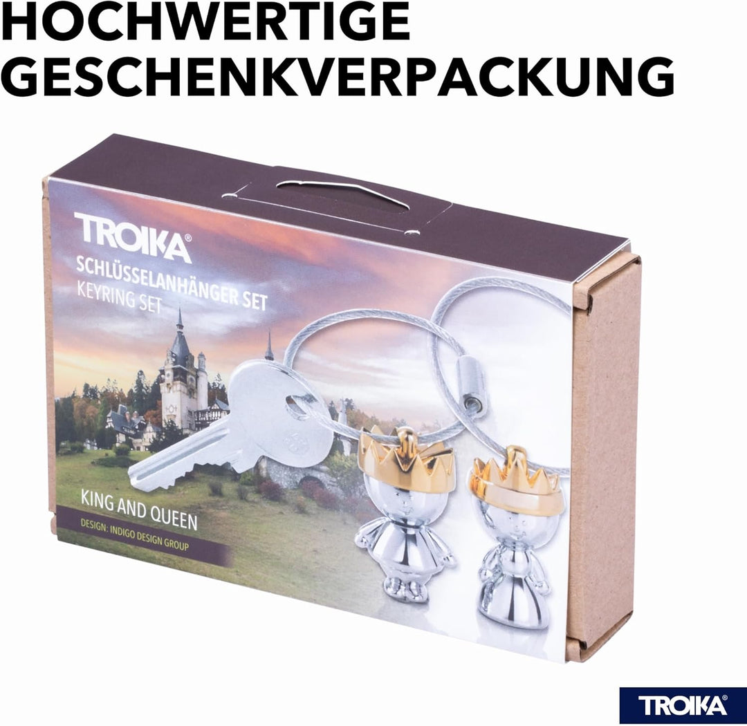 TROIKA Schlüsselanhänger Set LITTLE KING &amp; LITTLE QUEEN - KR9-38/CH - Set König &amp; Königin - in farbi