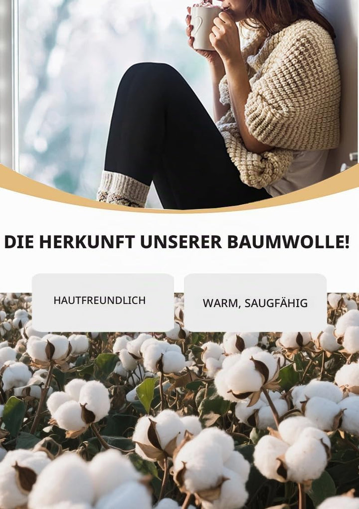 LYRIKER Baumwolle Thermo Leggings mit Taschen, Gefütterte High Waist Damen Winter Leggings mit Fleec