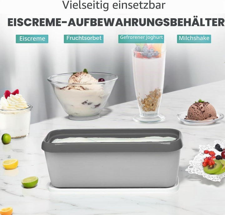 SveBake Aufbewahrungsbehälter für Eiscreme, mit Deckel, 1,4-Liter-Behälter für hausgemachtes Speisee