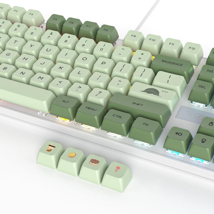SOLIDEE mechanische Gaming-Tastatur in voller Grösse,grüne Matcha-Tastatur,QWERTY 104 Tasten kabelge