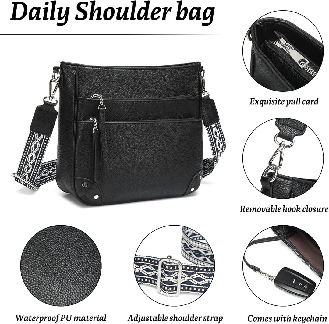 Handtasche Damen Mittelgross Umhängetasche Damen Leder PU Schultertasche Crossbody Bag Klein Damenha