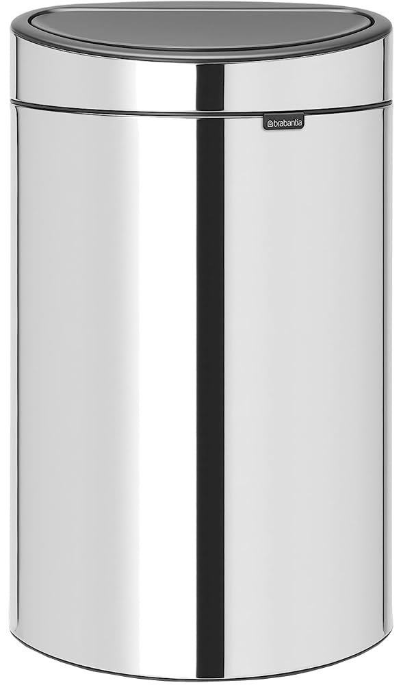 Brabantia Touch Bin New mit herausnehmbaren Kunststoffeinsatz, 40L, Edelstahl, Brilliant Steel, 32.8