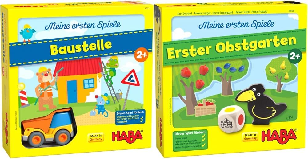 HABA 305211 - Meine ersten Spiele – Baustelle & 4655 - Meine ersten Spiele Erster Obstgarten, unterh