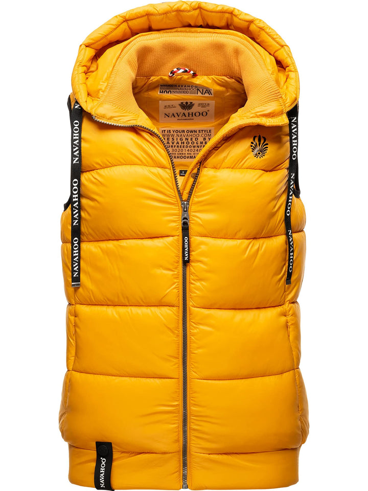 Navahoo Damen Steppweste leichte Outdoor-Weste Übergangsjacke mit Kapuze Kassidy XS-3XL XS Gelb, XS