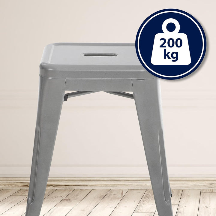 CLP Hocker Armin I Metallhocker stapelbar und pflegeleicht I Stapelhocker bis 200 kg belastbar I Sit