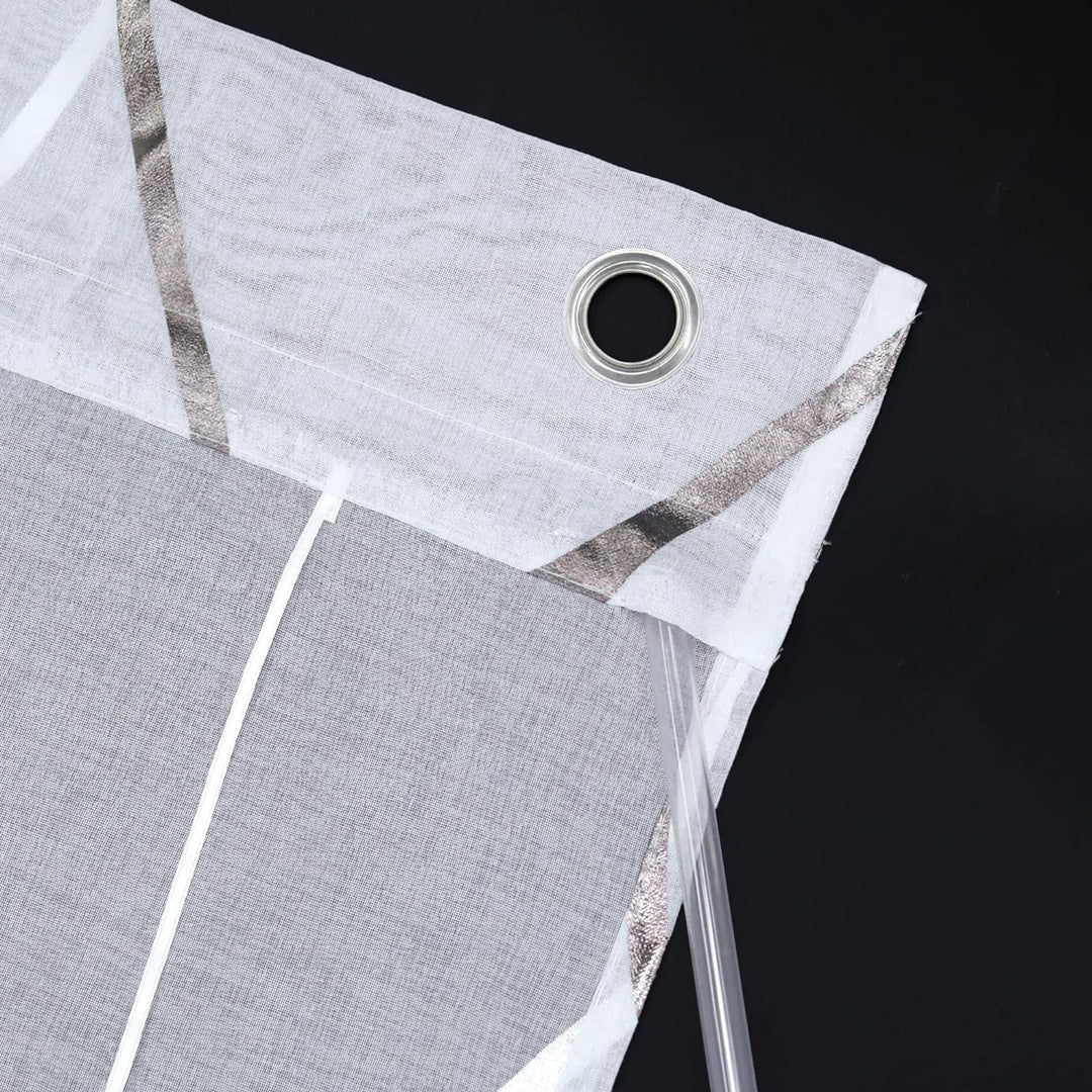 CORLIF Raffrollo mit Ösen Gardinen Küche Raffgardinen Transparent Ösenrollo Vorhänge Mit Wellen-Druc