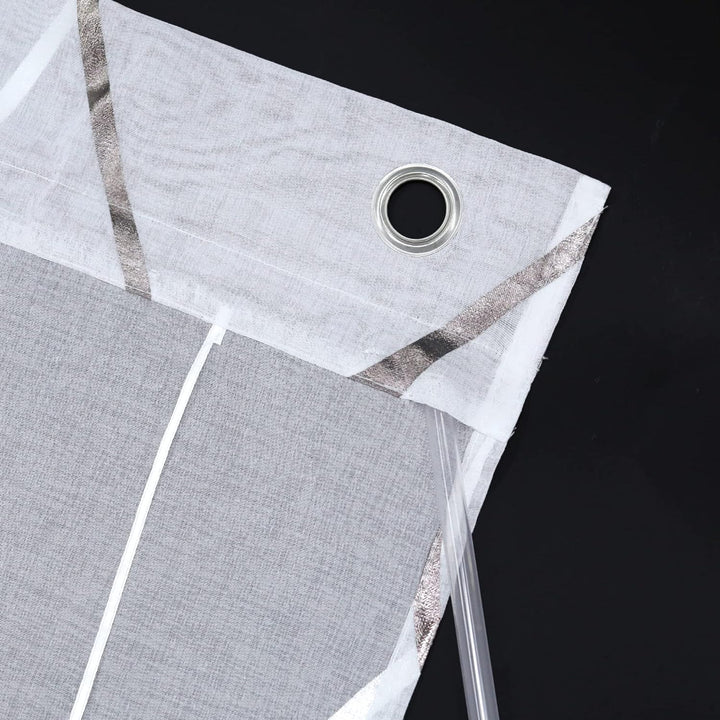 CORLIF Raffrollo mit Ösen Gardinen Küche Raffgardinen Transparent Ösenrollo Vorhänge Mit Wellen-Druc