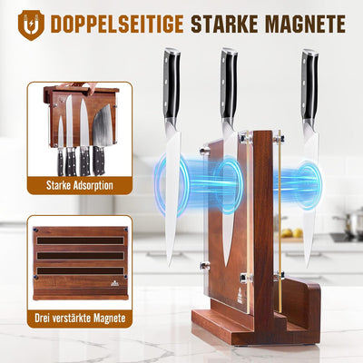 ENOKING Spitzenklasse Plus Messerblock Magnetisch, Magnetischer Messerblock mit Schutz, Hochwertiges