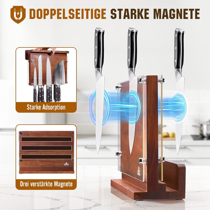 ENOKING Spitzenklasse Plus Messerblock Magnetisch, Magnetischer Messerblock mit Schutz, Hochwertiges