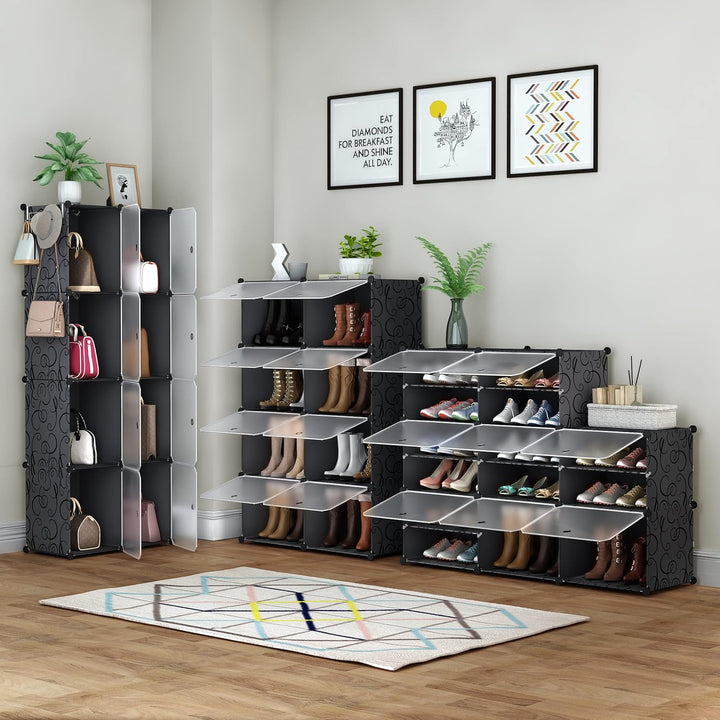 HOMIDEC Schuhregal, 7-stufiger Schuhschrank Kunststoff-Schuhregale Organizer für Schrank Flur Schlaf