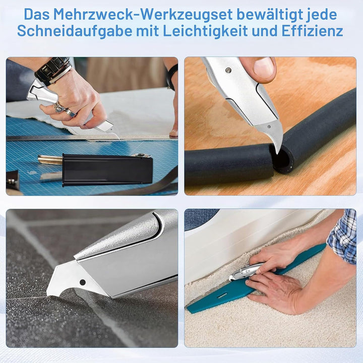 Teppichmesser Hakenklinge, Teppichmesser Profi mit 8 Stück Ersatzklingen, Cuttermesser Teppich, Cutt