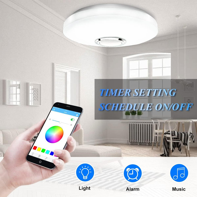 RGB LED Deckenleuchte 36W Deckenlampe Dimmbar mit Bluetooth Lautsprecher Partylicht Farbwechsel Lamp