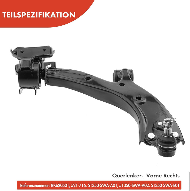 Frankberg Querlenker Vorne Rechts Kompatibel mit CR-V III RE 2.0L 2.2L 2.4L 2006-2011 Replace